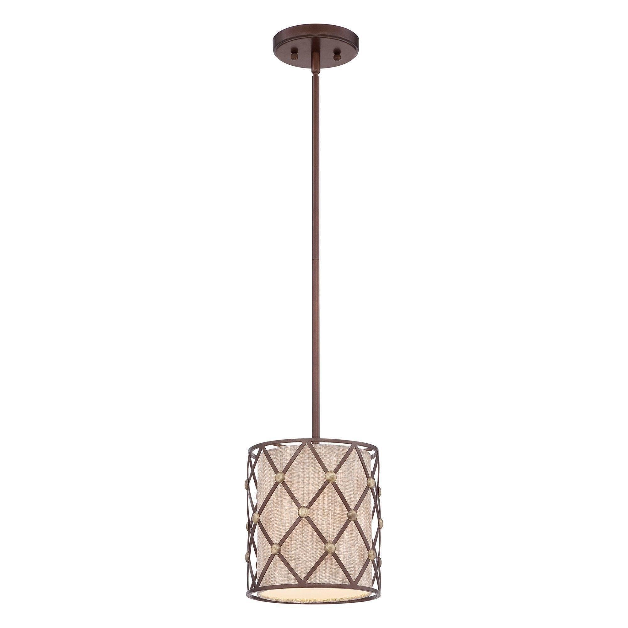 Traditional Ceiling Pendant Lights - Quoizel Brown Lattice 1lt Mini Pendant Ceiling Light QZ/BROWNLATT/P/S