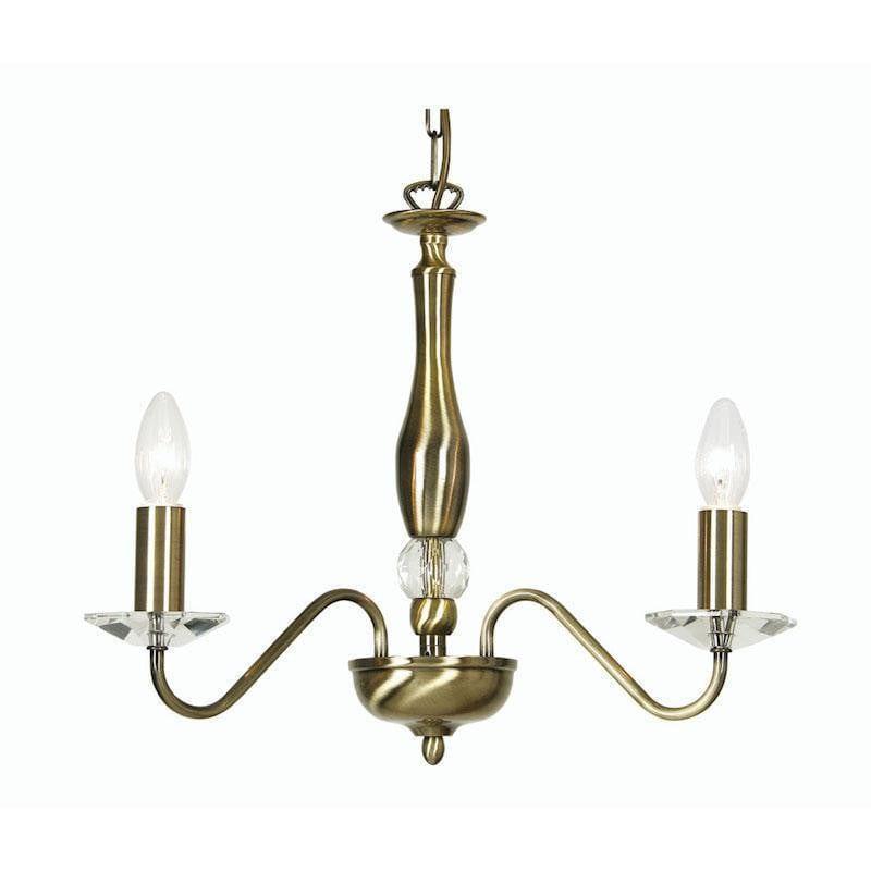 Traditional Ceiling Pendant Lights - Vesta 3 Light Antique Brass Pendant Ceiling Light 7348/3 AB