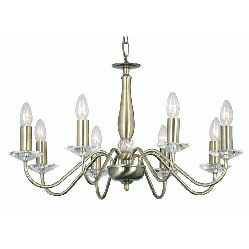 Traditional Ceiling Pendant Lights - Vesta 8 Light Antique Brass Pendant Ceiling Light 7348/8 AB