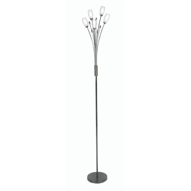 Pandora 5 Light Mirror Black Floor Lamp by Oaks Lighting 1
