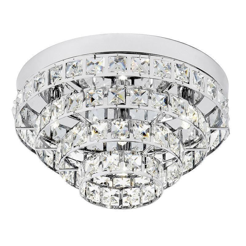Traditional Flush And Semi Flush Ceiling Lights - Motown Chrome Plate & Clear Crystal Glass 4LT Flush MOTOWN-4CH