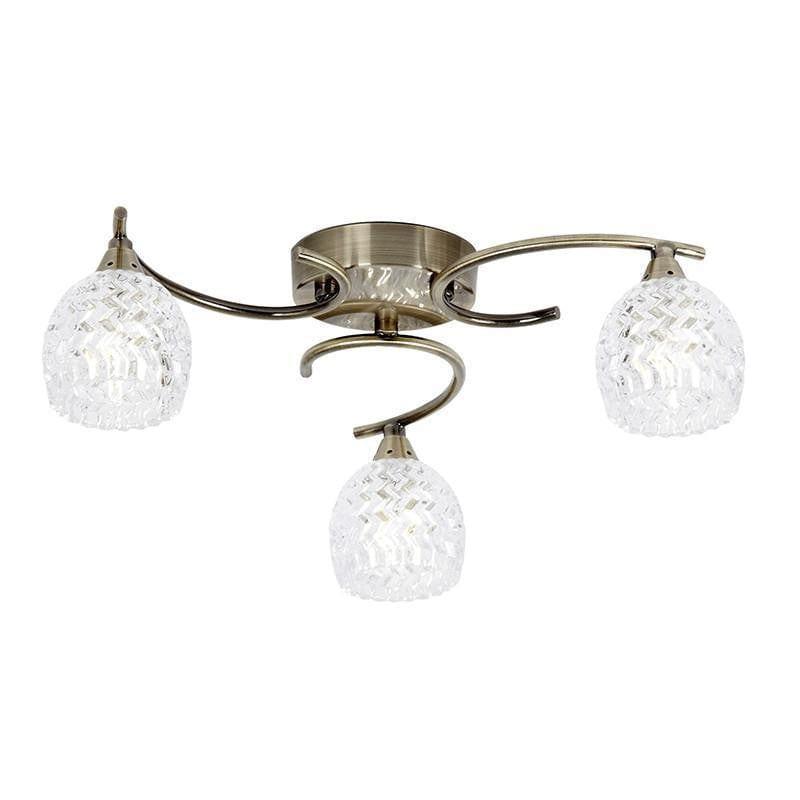 Traditional Flush & Semi Flush Ceiling Lights - Boyer 3 Arm Antique Brass Plate Flush Ceiling Light BOYER-3AB