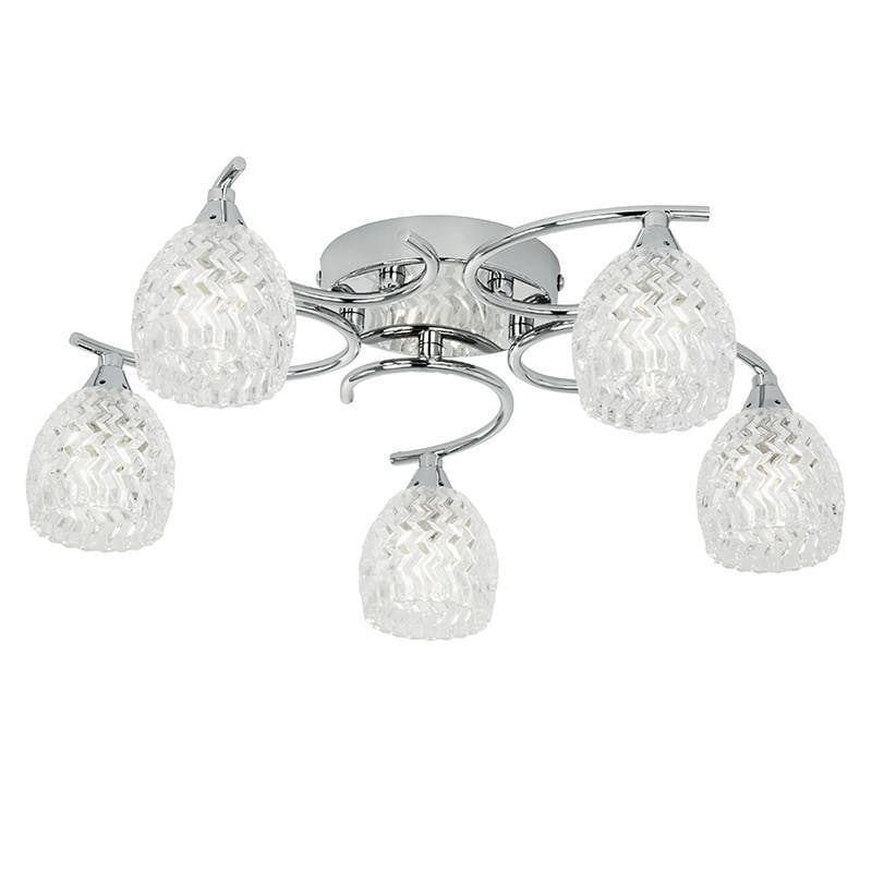Traditional Flush & Semi Flush Ceiling Lights - Boyer 5 Arm Chrome Finish Flush Ceiling Light BOYER-5CH