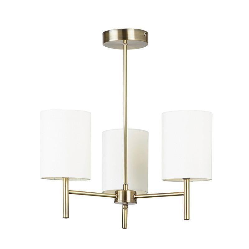 Traditional Flush & Semi Flush Ceiling Lights - Brio 3 Arm Antique Brass Finish Semi Flush Ceiling Light BRIO-3AB