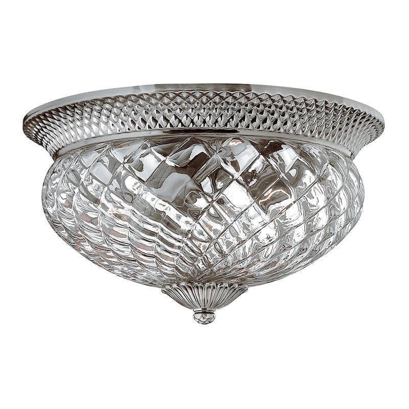Traditional Flush & Semi Flush Ceiling Lights - Hinkley Plantation Polished Antiuqe Nickle Large Flush Mount Ceiling Light HK/PLANT/F/L PL