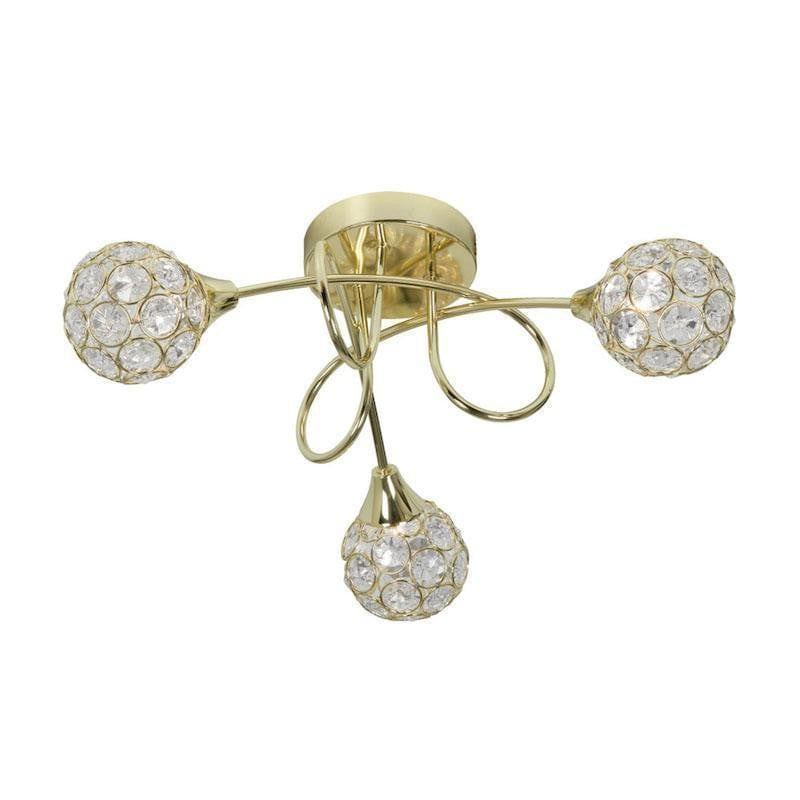 Traditional Flush & Semi Flush Ceiling Lights - Lana 3 Light Polished Brass Flush Ceiling Light 2184/3 PB