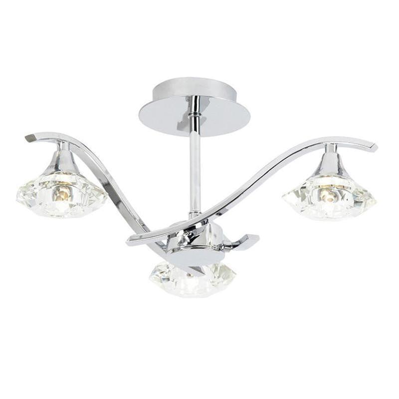 Traditional Flush & Semi Flush Ceiling Lights - Langella 3 Arm Chrome Finish Semi Flush Ceiling Light LANGELLA-3CH