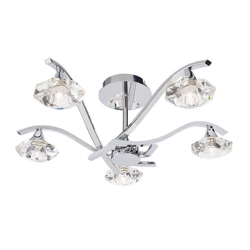 Traditional Flush & Semi Flush Ceiling Lights - Langella 5 Arm Chrome Finish Semi Flush Ceiling Light LANGELLA-5CH