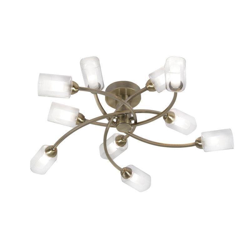 Traditional Flush & Semi Flush Ceiling Lights - Ofira 10 Light Antique Brass Flush Ceiling Light 2710/10 AB