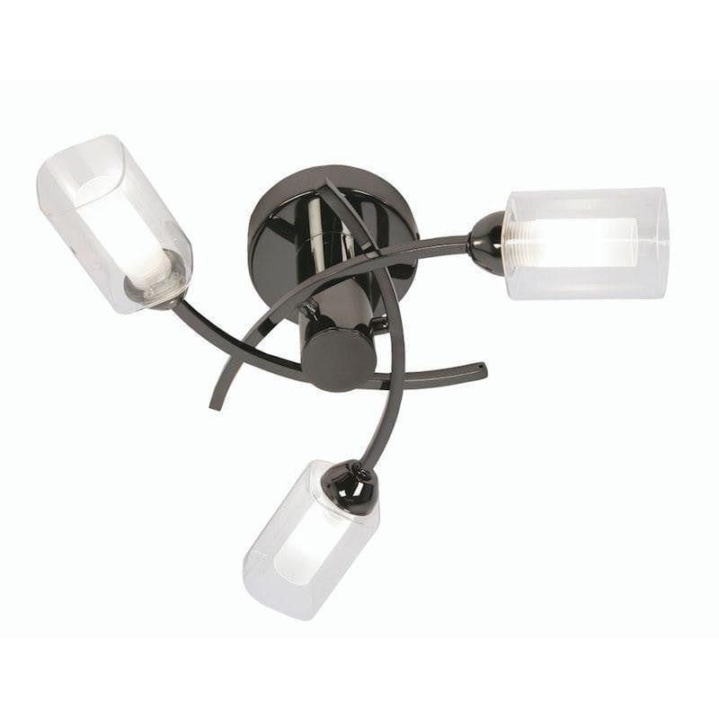 Traditional Flush & Semi Flush Ceiling Lights - Ofira 3 Light Mirror Black Flush Ceiling Light 2710/3 MB