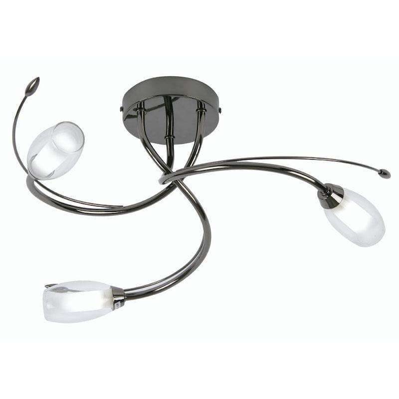 Traditional Flush & Semi Flush Ceiling Lights - Pandora 3 Light Mirror Black Flush Ceiling Light 6203/3 MB