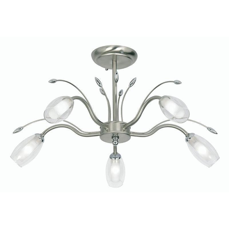 Traditional Flush & Semi Flush Ceiling Lights - Pandora 5 Light Antique Chrome Semi Flush Ceiling Light 1203/5 AC