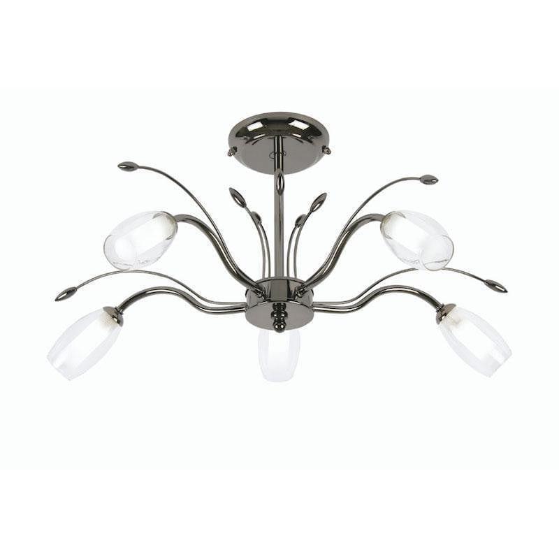Traditional Flush & Semi Flush Ceiling Lights - Pandora 5 Light Mirror Black Semi Flush Ceiling Light 1203/5 MB