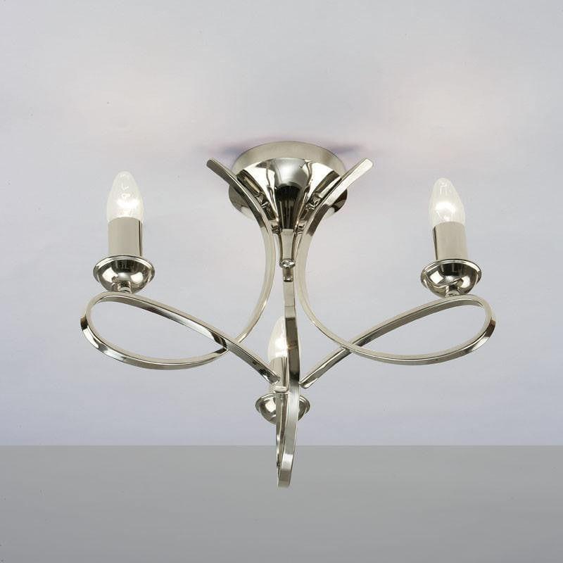 Traditional Flush & Semi Flush Ceiling Lights - Penn 3 Light Polished Nickel Finish Semi-Flush Light CA7P3N Living Room Image 2