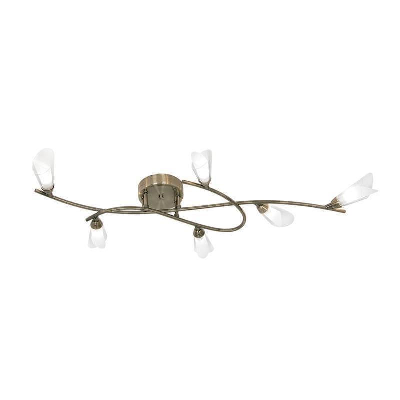 Traditional Flush & Semi Flush Ceiling Lights - Sare 6 Light Antique Brass Flush Ceiling Light 5012/6 AB