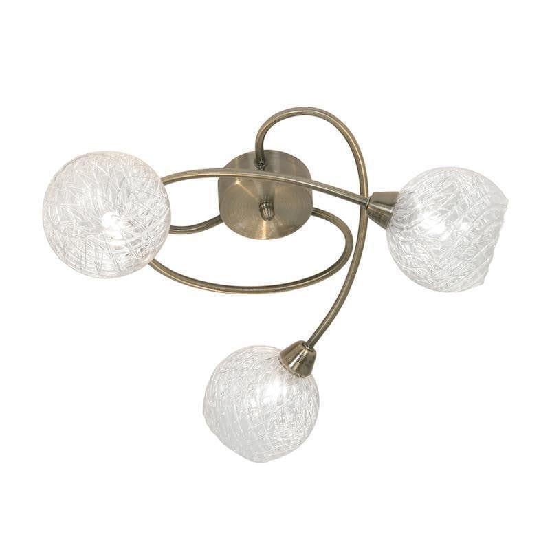 Traditional Flush & Semi Flush Ceiling Lights - Tarn 3 Light Antique Brass Flush Ceiling Light 2021/3 AB