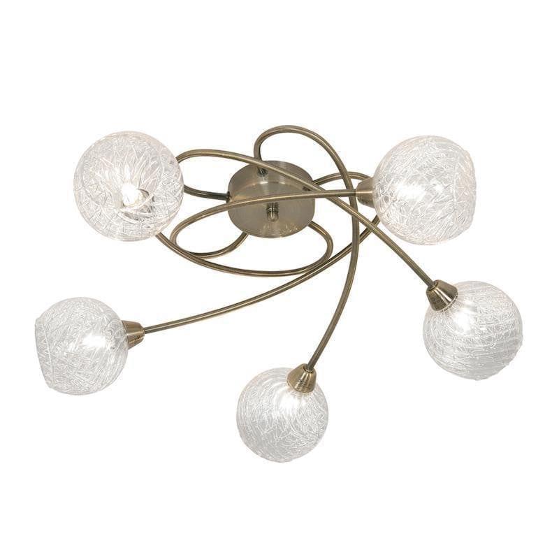 Traditional Flush & Semi Flush Ceiling Lights - Tarn 5 Light Antique Brass Flush Ceiling Light 2021/5 AB