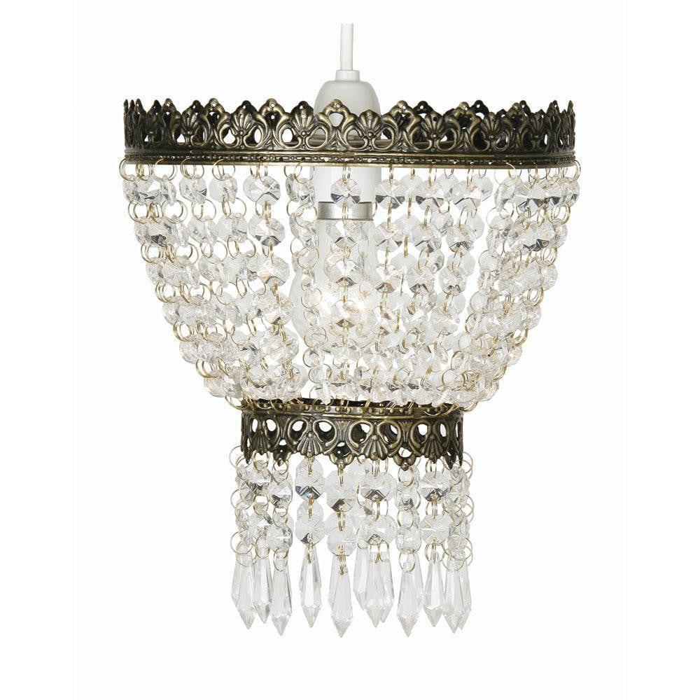 Traditional Non Electric Pendant - Ekon Antique Brass Beaded Glass Non Electric Pendant Ceiling Light 175 AB