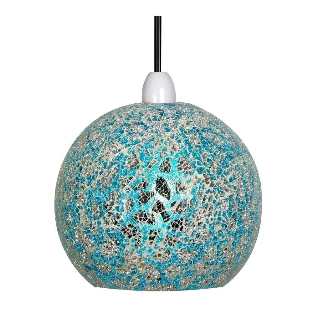 Traditional Non Electric Pendant - Faro Blue & Silver Mosaic Non Electric Pendant Ceiling 1401 BS