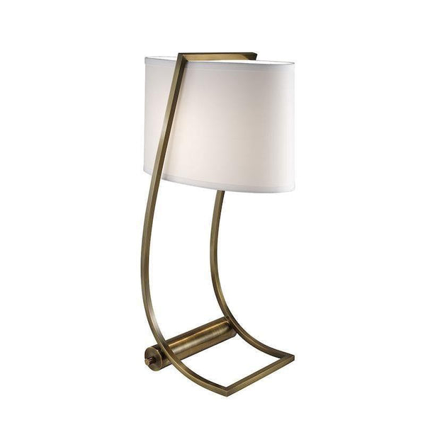 Feiss Lex Brass Desk Lamp With White Shade Elstead 1