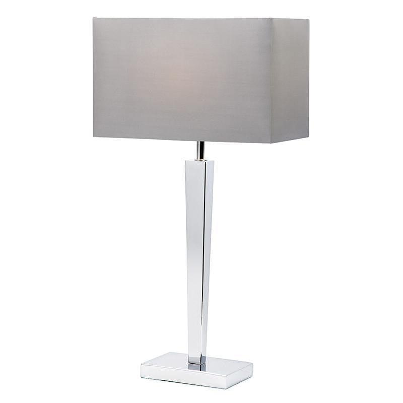 Endon Moreto Chrome Finish And Grey Faux Silk Table Lamp 1