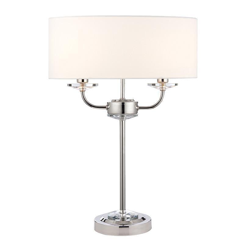 Endon Nixon Twin Arm Bright Nickel Finish Table Lamp 1