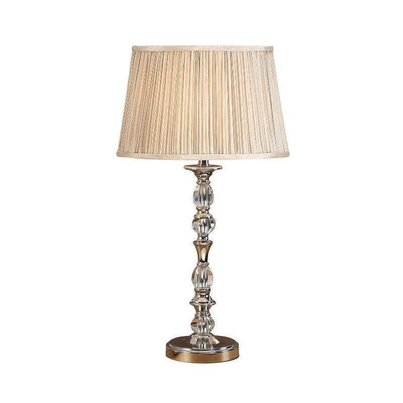 Polina Medium Polished Nickel Table Lamp With Beige Shade 1