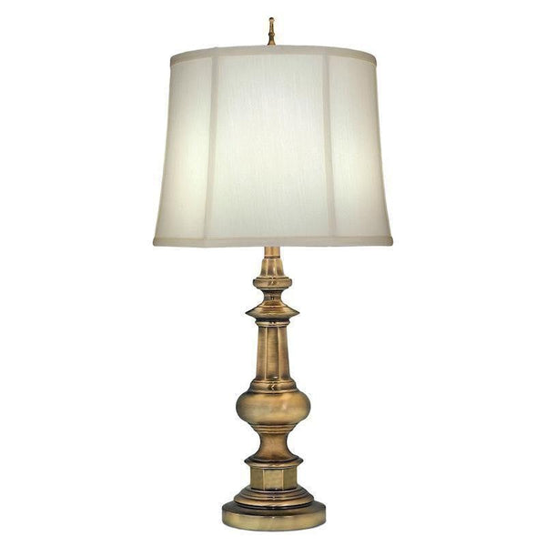 Stiffel Washington Antique Brass Table Lamp With Ivory Shade 1