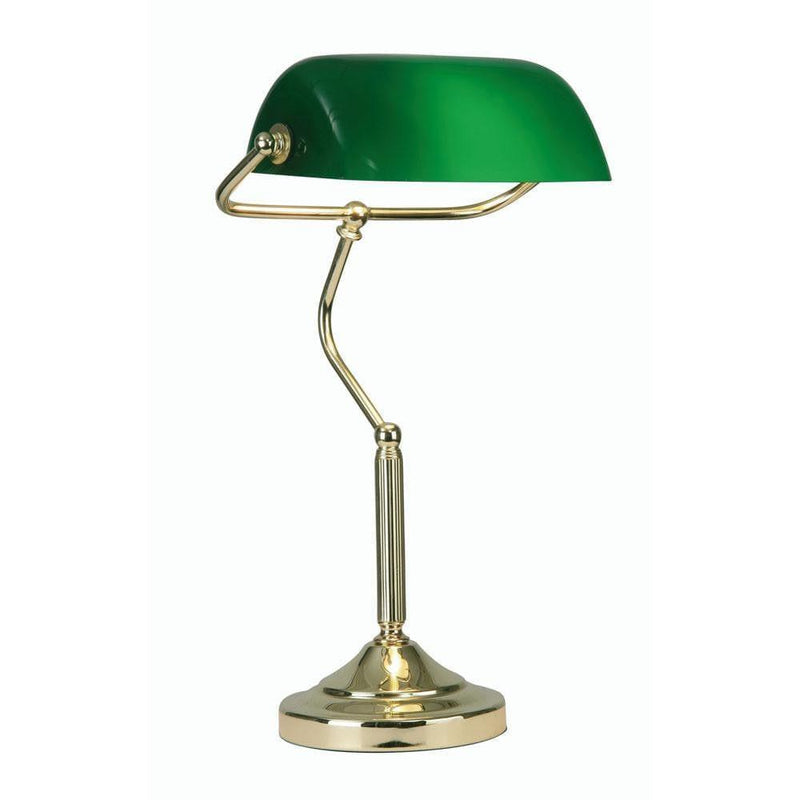 Traditional Table Lamps - Traditional Polished Brass Bankers Lamp TL 180 PB
