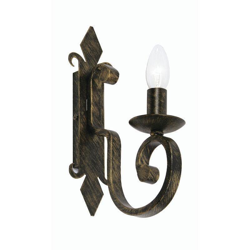 Traditional Wall Lights - Carlisle 1 Light Black Brushed Gold Wall Light 8675/1 BG