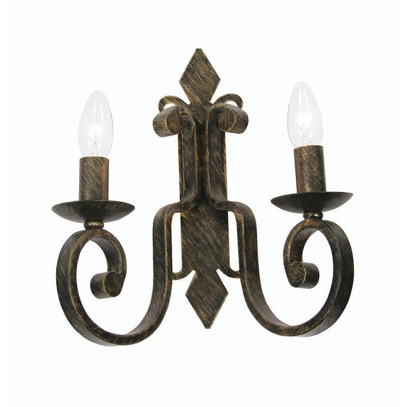Traditional Wall Lights - Carlisle 2 Light Black Brushed Gold Wall Light 8675/2 BG