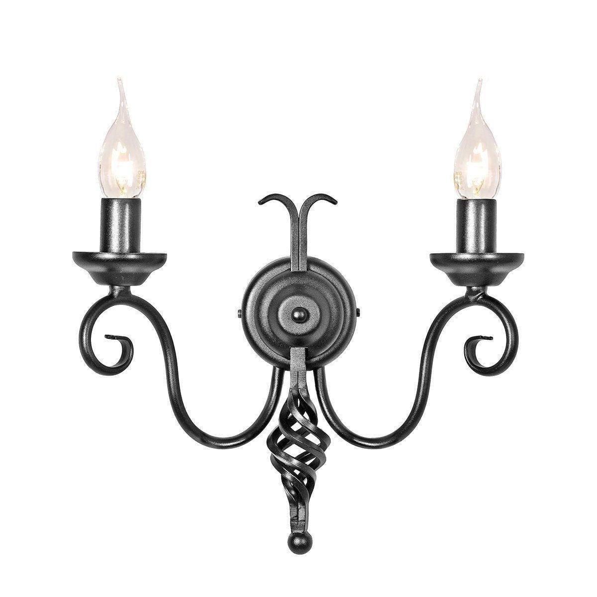 Traditional Wall Lights - Elstead Harlech Black 2lt Wall Light HR2A BLACK