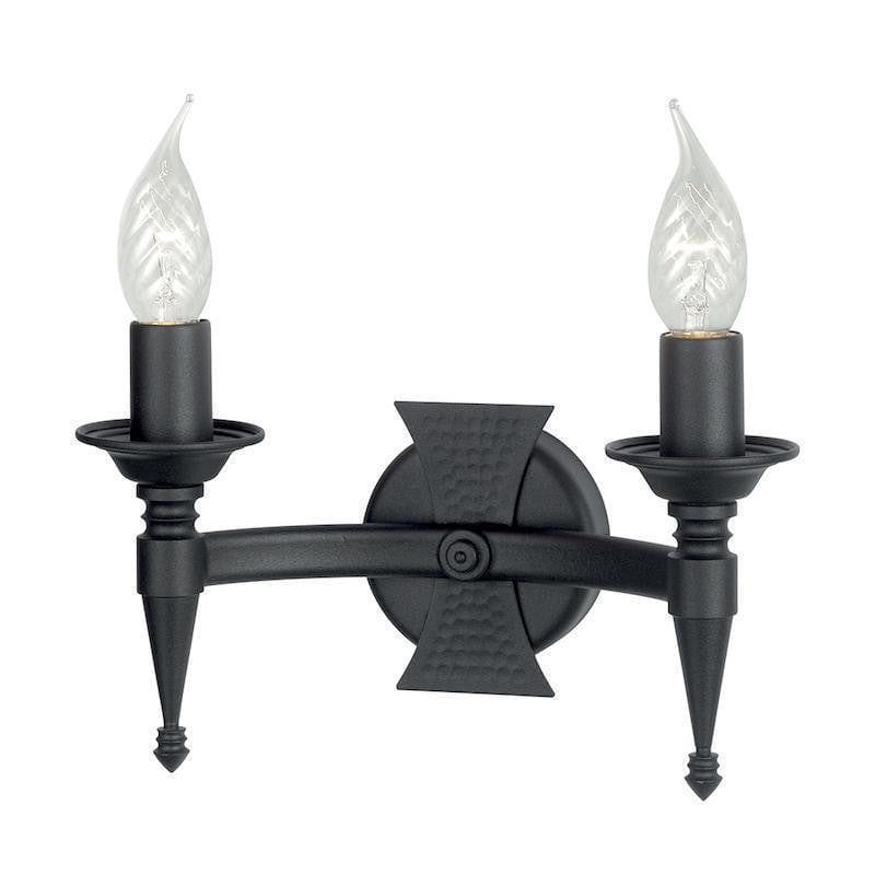 Traditional Wall Lights - Elstead Saxon 2lt Wall Light SAX2 BLK