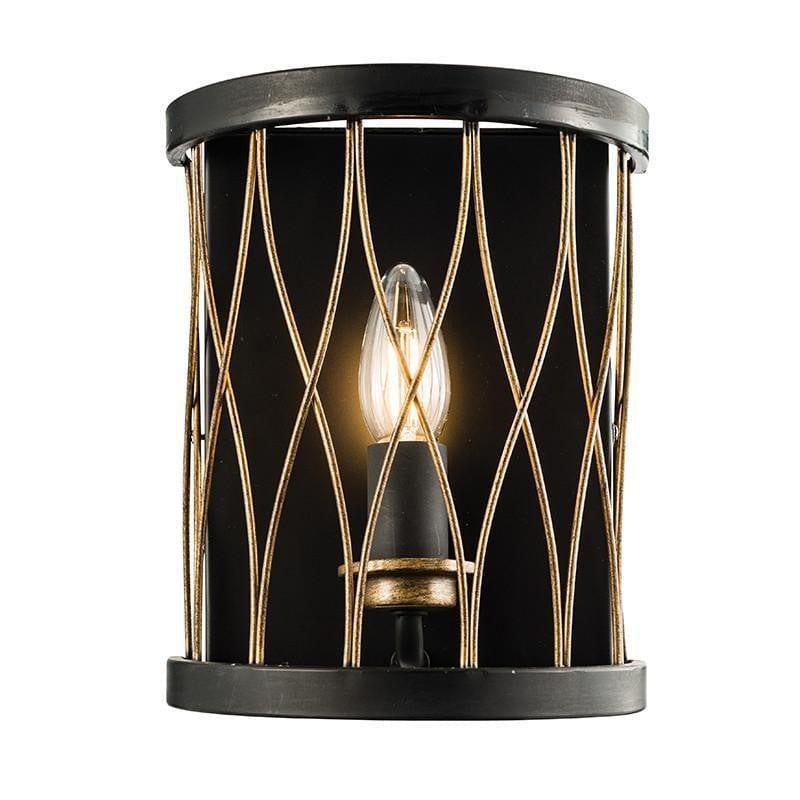 Traditional Wall Lights - Heston Matt Black And Rustic Bronze Painted Wall Light 61499