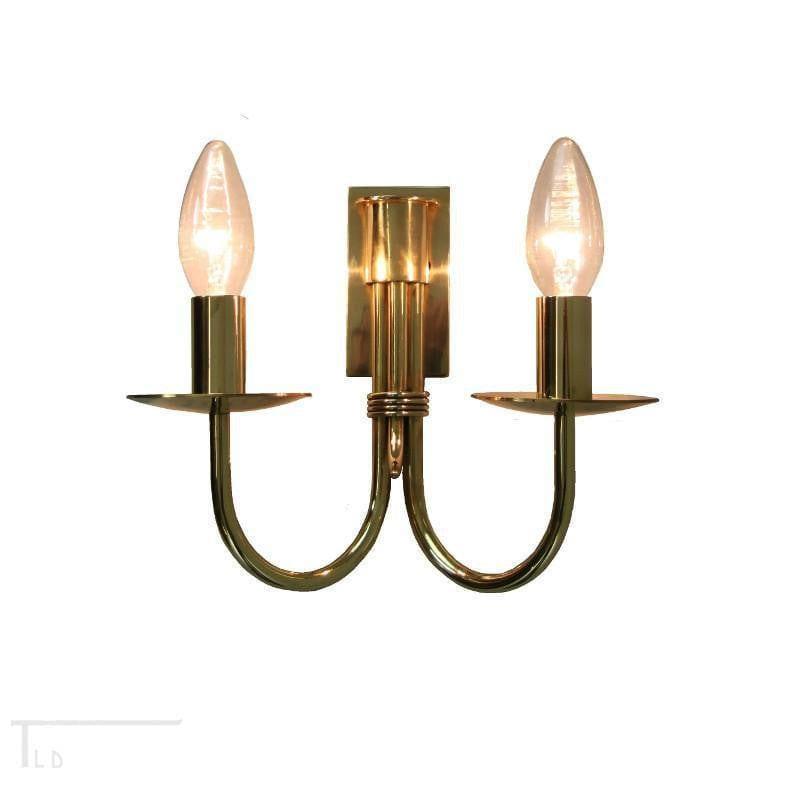 Traditional Wall Lights - Kansa Malmo Polished Brass Double Wall Light MALMO62