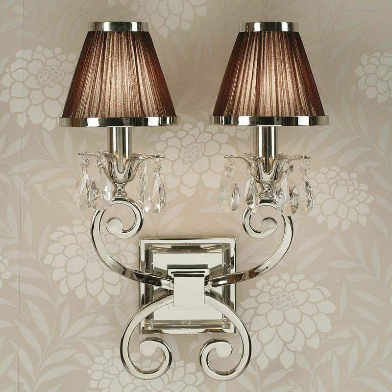 Traditional Wall Lights - Oksana chrome Finish Double Wall Light With Chocolate Shade 63535