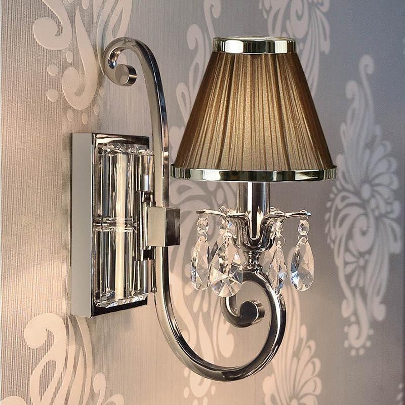 Traditional Wall Lights - Oksana chrome Finish Single Wall Light With Chocolate Shade 63534