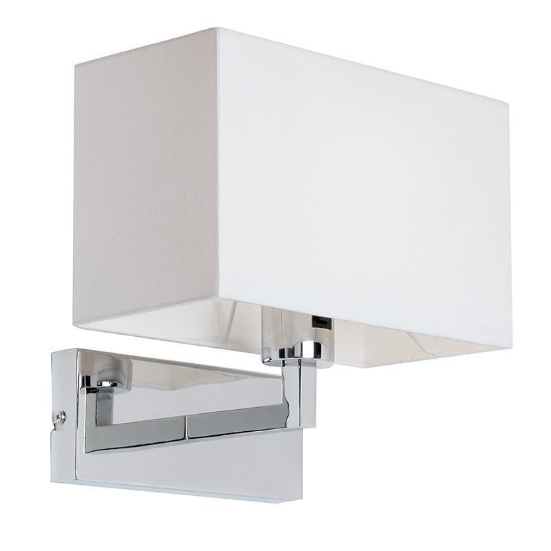 Traditional Wall Lights - Piccolo chrome Finish And White Cotton Mix Wall Light 96751-CH