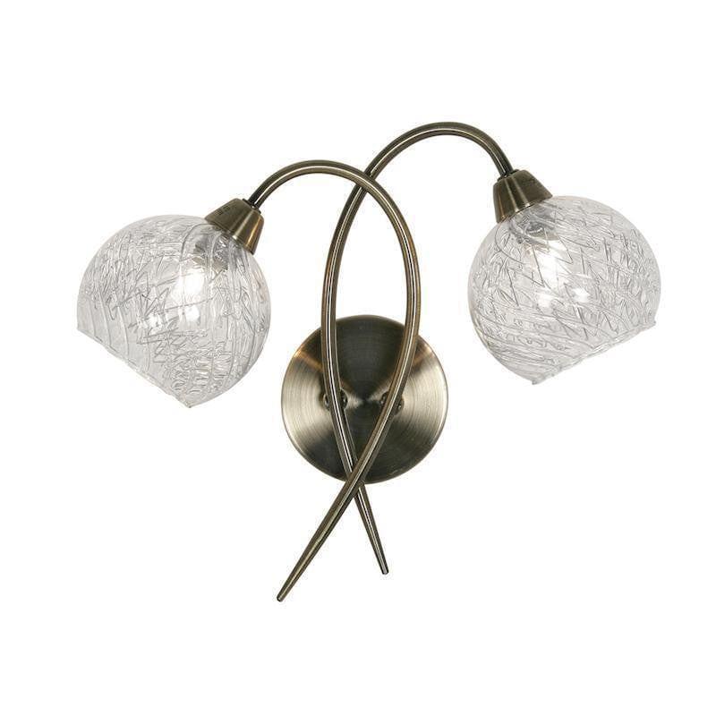Traditional Wall Lights - Tarn Twin Arm Antique Brass Wall Light 2021-2 AB 1