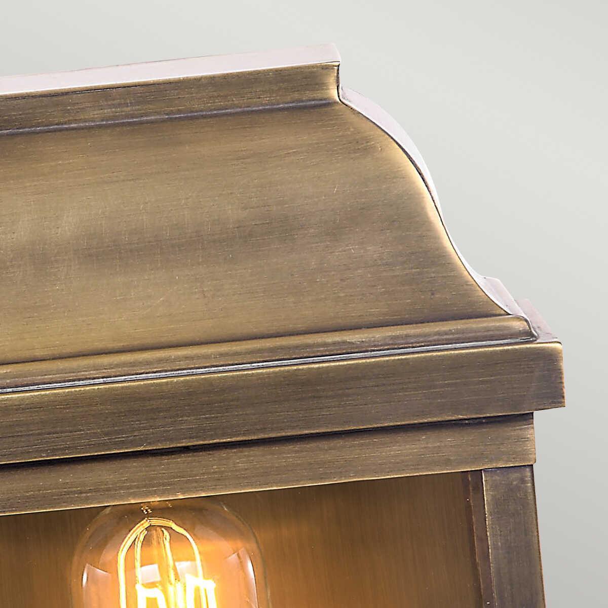 Elstead Victoria Aged Brass Finish Outdoor Flush Wall Close up image