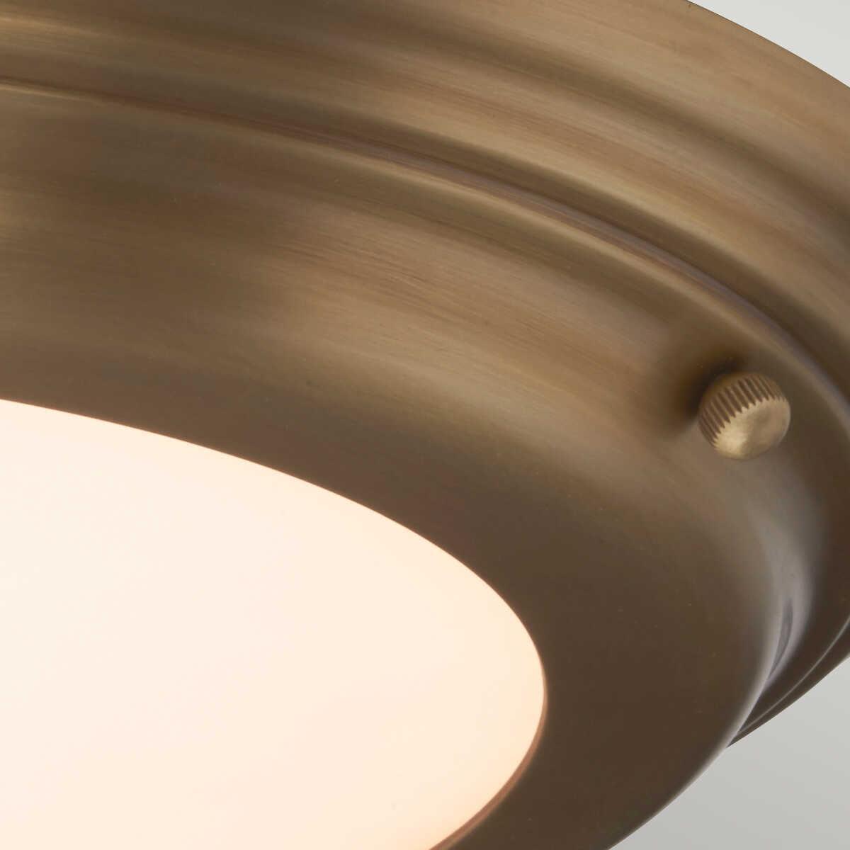 elstead lighting welland flush brass bathroom ceiling light Close Up