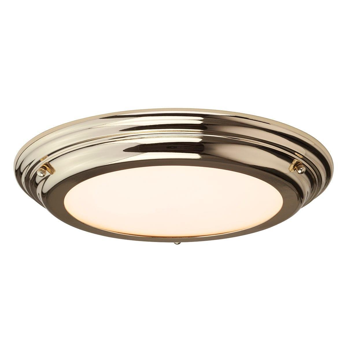 elstead welland flush polished brass bathroom ceiling light