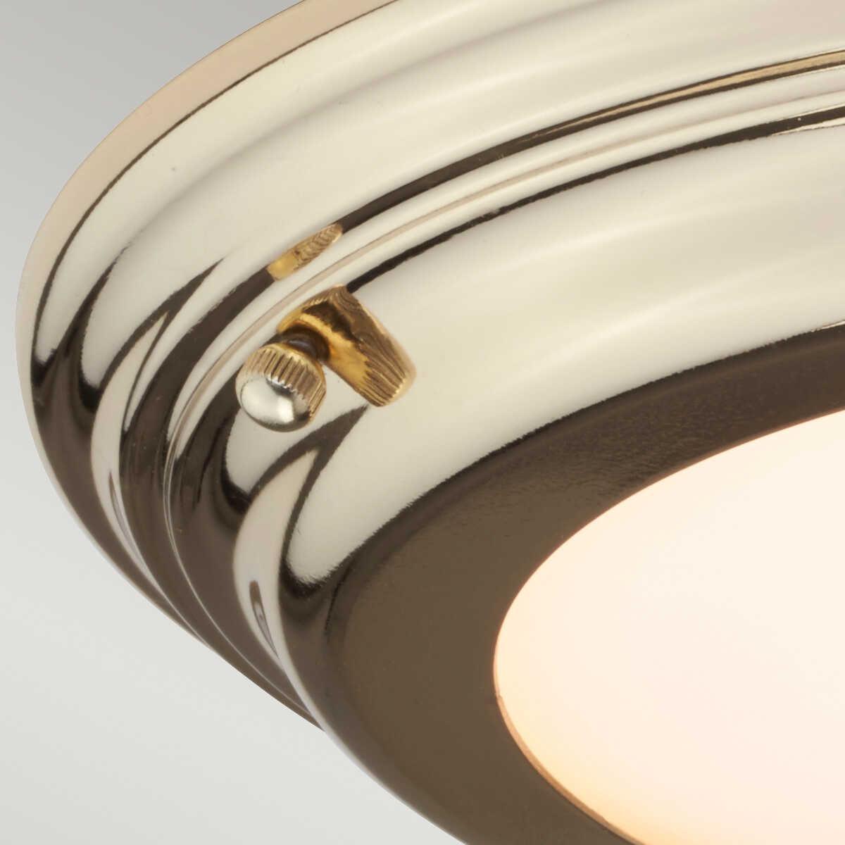 elstead welland flush polished brass bathroom ceiling light Close Up