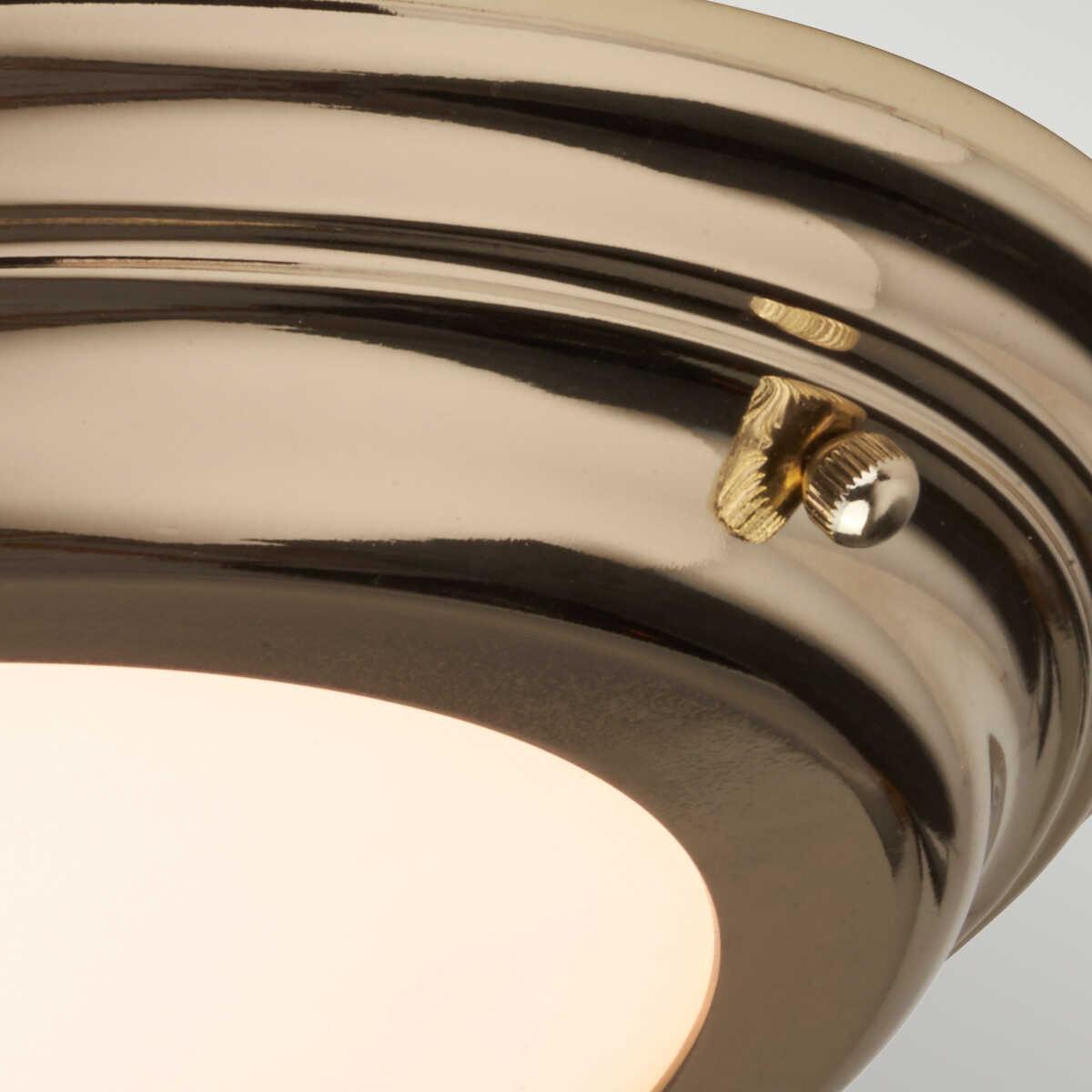 elstead welland flush polished brass bathroom ceiling light Close Up LED Bulb