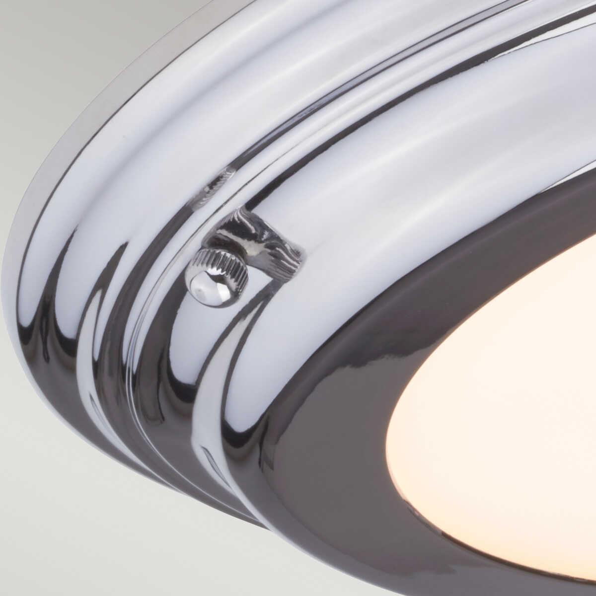 elstead welland flush polished chrome bathroom ceiling light Close Up