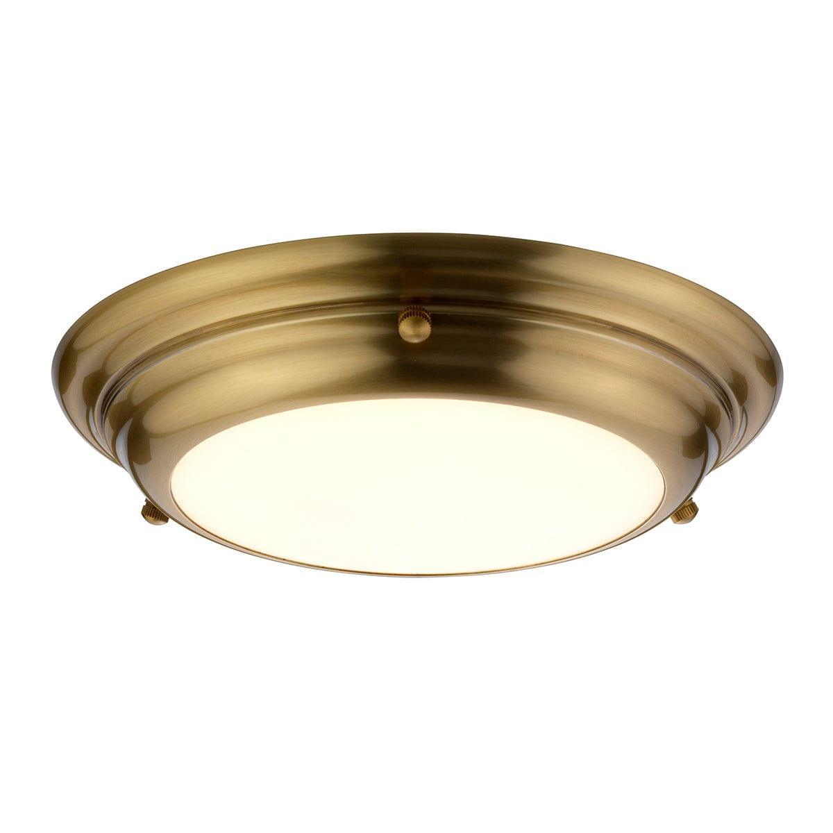 elstead welland mini led flush brass bathroom ceiling light