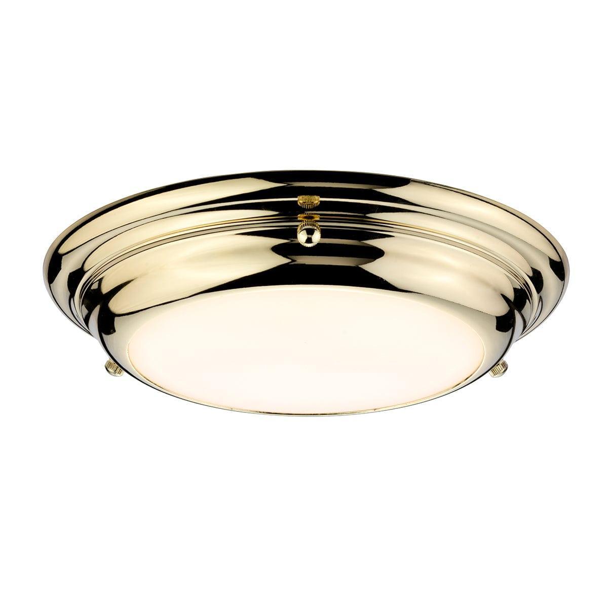 elstead welland mini led flush polished brass bathroom ceiling light
