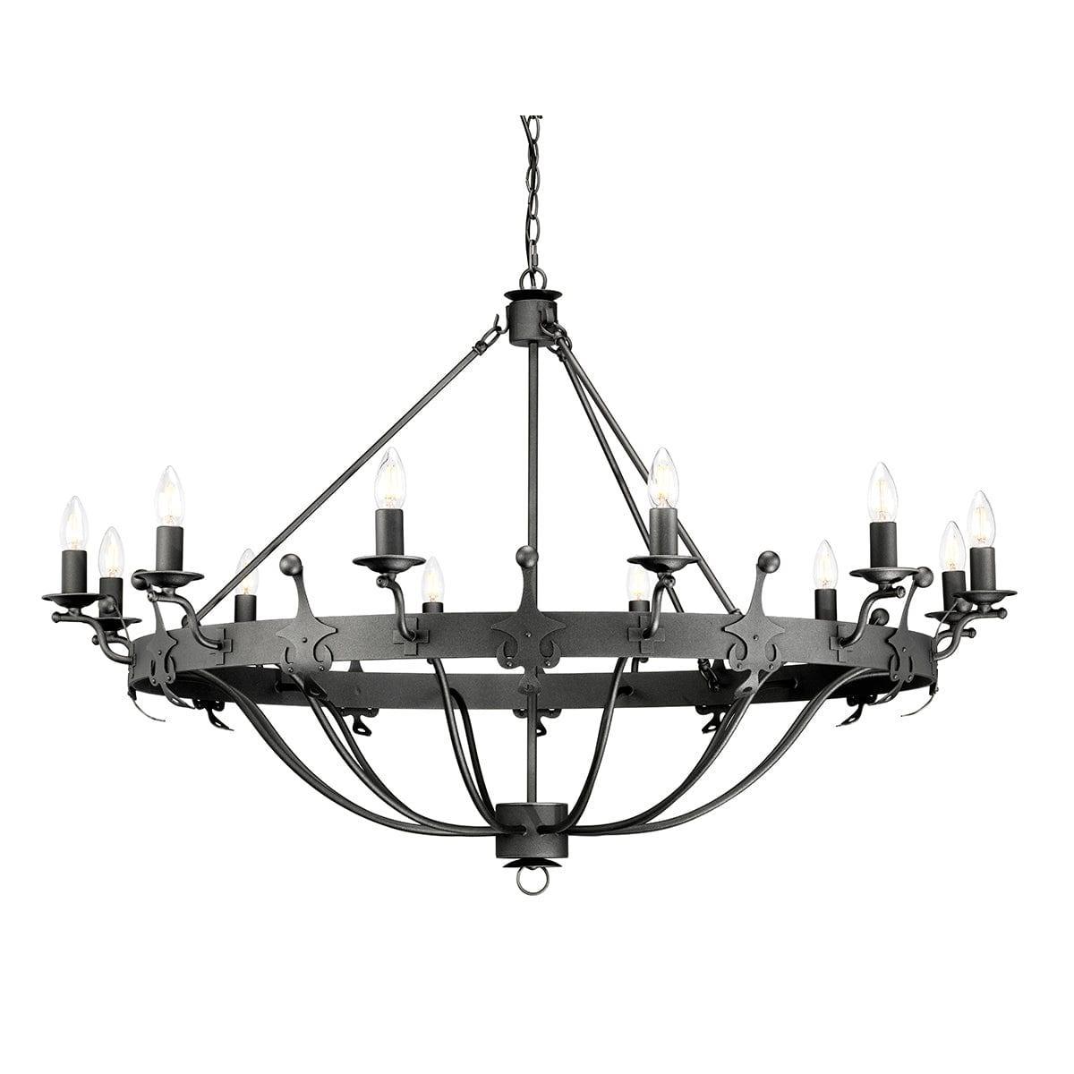 Windsor 12 Light Graphite Chandelier Elstead Lighting-Elstead Lighting-1-Tiffany Lighting Direct