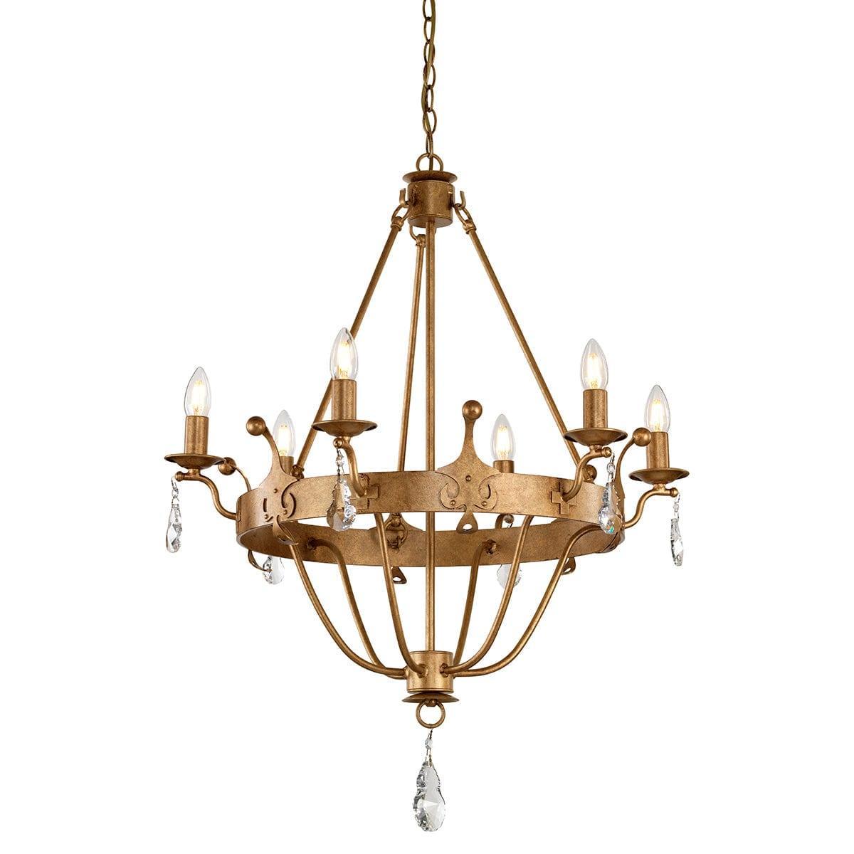 Windsor 6 Light Gold Patina Chandelier Elstead Lighting-Elstead Lighting-1-Tiffany Lighting Direct