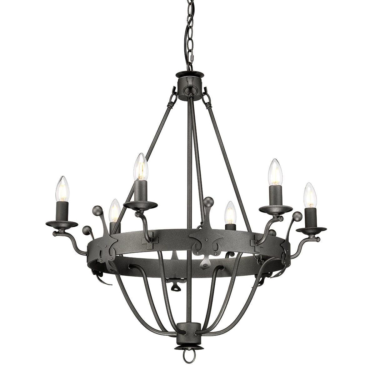 Elstead Lighting Windsor 6 Light Graphite Chandelier-Elstead Lighting-1-Tiffany Lighting Direct